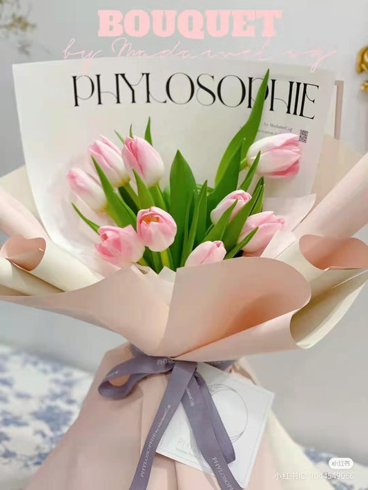 Dynasty Pink Tulip Bouquet ( 9 stk）