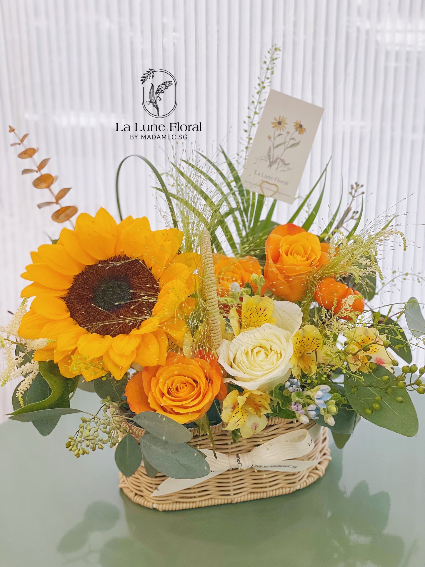 Korean Style Flowers Basket - Orange & Yellow theme