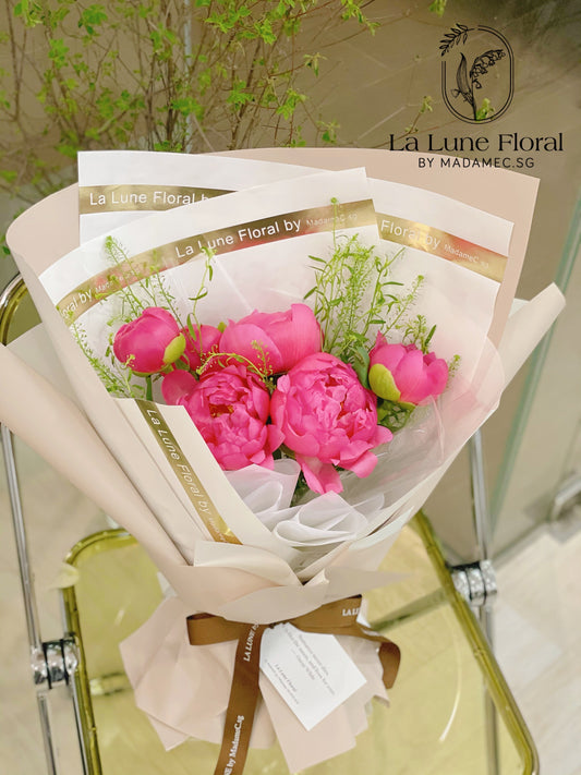 Coral Sunset Peonies Bouquet （6 stk）