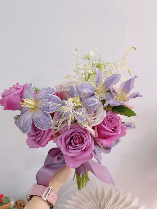 Romance - Purple Roses Bridal Bouquet